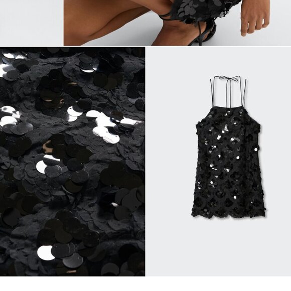 MANGO Sequined halter neck dress Size M  NEW WITH TAG! - Picture 5 of 6